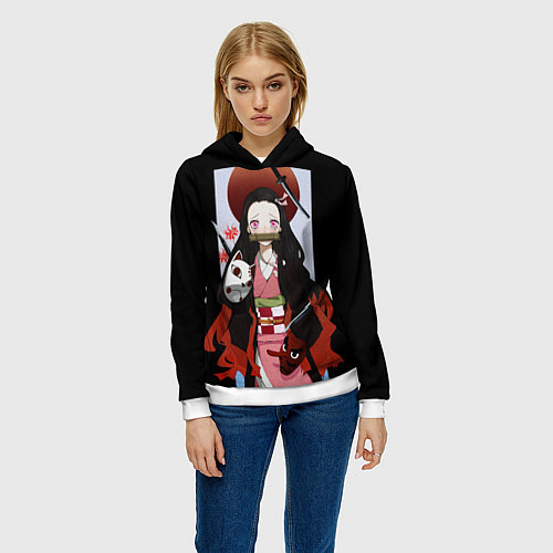 Женская толстовка Клинок рассекающий демонов / 3D-Белый – фото 3