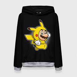 Толстовка-худи женская Марио в костюме пикачу, цвет: 3D-меланж