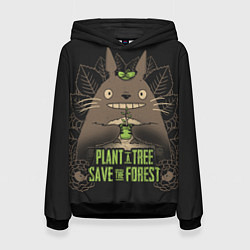 Толстовка-худи женская Plant a tree Save the forest, цвет: 3D-черный