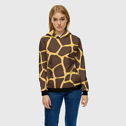 Толстовка-худи женская Окрас жирафа, цвет: 3D-черный — фото 2