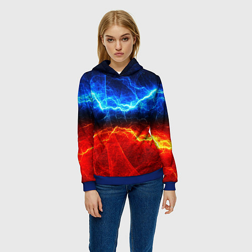 Женская толстовка Лёд и огонь / 3D-Синий – фото 3