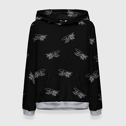 Толстовка-худи женская Самолеты к бою!, цвет: 3D-меланж