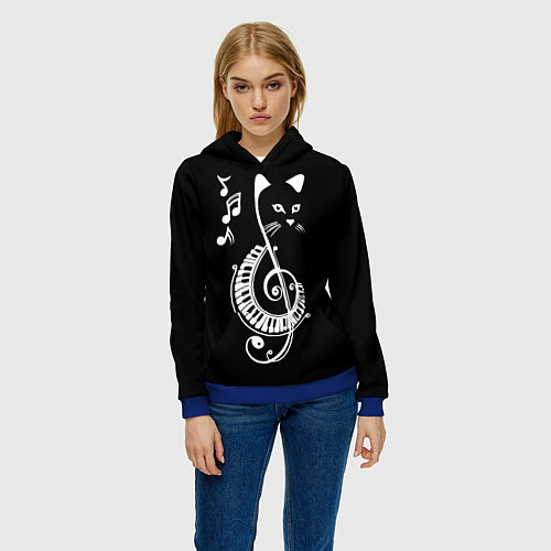 Женская толстовка Музыкальный кот / 3D-Синий – фото 3