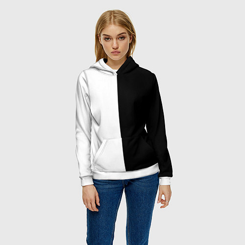 Женская толстовка ПРОСТО ЧЁРНО-БЕЛЫЙ / 3D-Белый – фото 3
