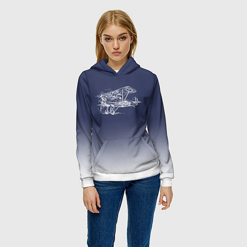 Женская толстовка Биплан / 3D-Белый – фото 3