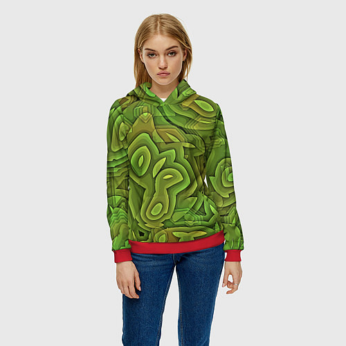 Женская толстовка Необычный камуфляж / 3D-Красный – фото 3