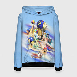 Толстовка-худи женская Water polo players, цвет: 3D-черный