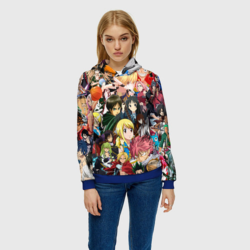 Женская толстовка Аниме коллаж / 3D-Синий – фото 3