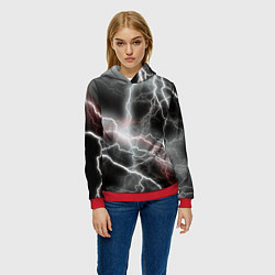Толстовка-худи женская Молния, цвет: 3D-красный — фото 2