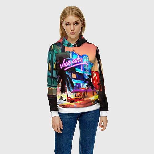 Женская толстовка GTA: VICE CITY / 3D-Белый – фото 3