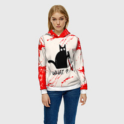 Толстовка-худи женская What cat, цвет: 3D-белый — фото 2