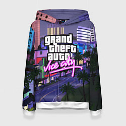 Толстовка-худи женская Grand Theft Auto Vice City, цвет: 3D-белый