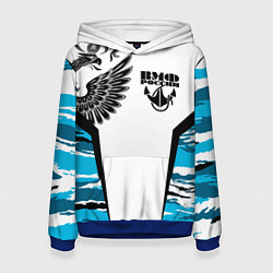 Толстовка-худи женская ВМФ России камуфляж, цвет: 3D-синий
