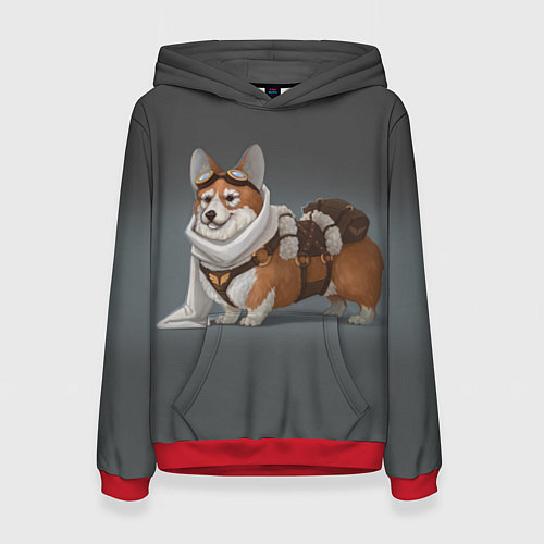 Женская толстовка КОРГИ ПИЛОТ / 3D-Красный – фото 1