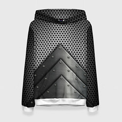 Толстовка-худи женская Броня металлическая, цвет: 3D-белый