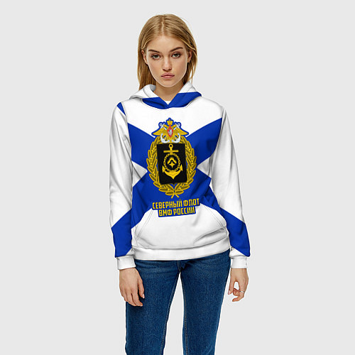 Женская толстовка Северный флот ВМФ России / 3D-Белый – фото 3