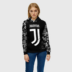 Толстовка-худи женская JUVENTUS, цвет: 3D-черный — фото 2