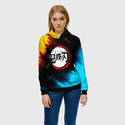 Толстовка-худи женская KIMETSU NO YAIBA, цвет: 3D-черный — фото 2