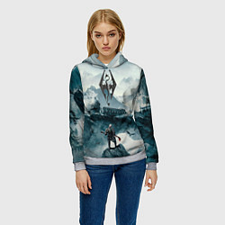 Толстовка-худи женская Skyrim Warrior, цвет: 3D-меланж — фото 2