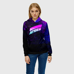 Толстовка-худи женская ATEEZ neon, цвет: 3D-черный — фото 2