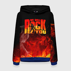 Толстовка-худи женская Queen - We Will Rock You, цвет: 3D-синий