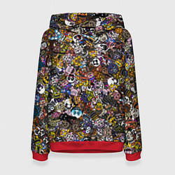 Толстовка-худи женская FNaF стикербомбинг, цвет: 3D-красный