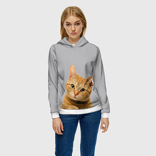 Женская толстовка Рыжий котик / 3D-Белый – фото 3