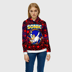Толстовка-худи женская Sonic, цвет: 3D-белый — фото 2