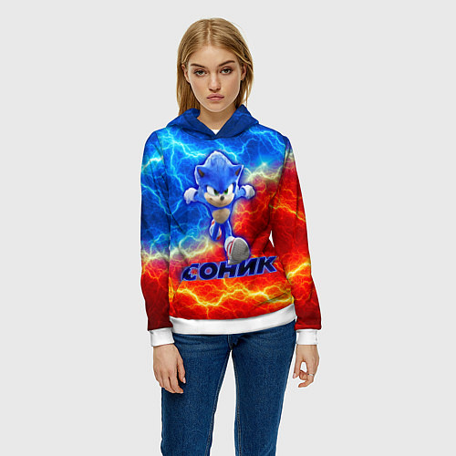 Женская толстовка СОНИК / 3D-Белый – фото 3