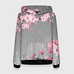 Толстовка-худи женская САКУРА, цвет: 3D-черный