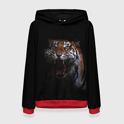 Толстовка-худи женская Тигр, цвет: 3D-красный