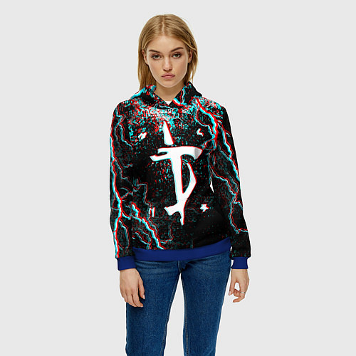 Женская толстовка DOOM ETERNAL GLITCH / 3D-Синий – фото 3