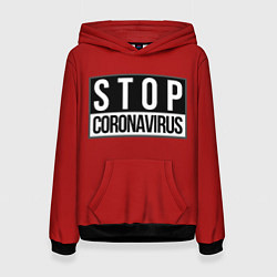 Толстовка-худи женская Stop Coronavirus, цвет: 3D-черный