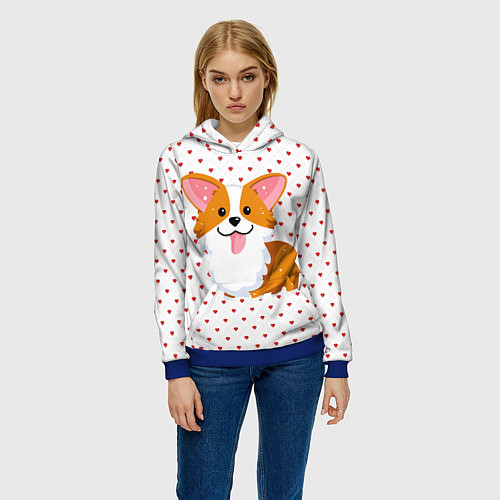 Женская толстовка Корги / 3D-Синий – фото 3