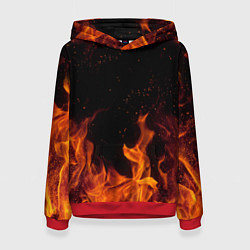 Толстовка-худи женская ОГОНЬ, цвет: 3D-красный