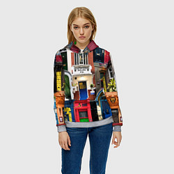 Толстовка-худи женская London doors цифровой коллаж, цвет: 3D-меланж — фото 2