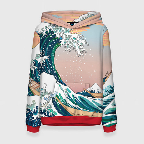 Женская толстовка Большая волна в канагаве / 3D-Красный – фото 1