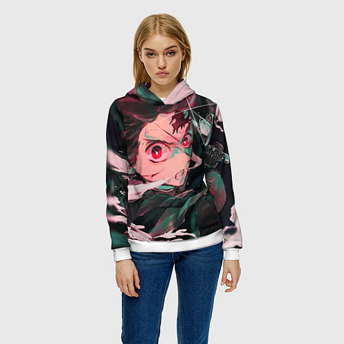 Женская толстовка Клинок рассекающий демонов / 3D-Белый – фото 3