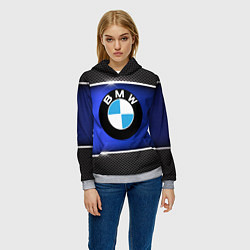 Толстовка-худи женская BMW, цвет: 3D-меланж — фото 2
