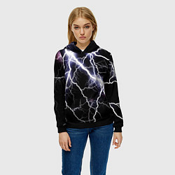Толстовка-худи женская Молния, цвет: 3D-черный — фото 2