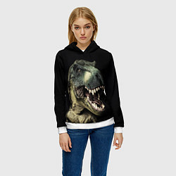Толстовка-худи женская Динозавр T-Rex, цвет: 3D-белый — фото 2