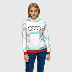Толстовка-худи женская Audi, цвет: 3D-красный — фото 2