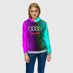 Толстовка-худи женская Audi, цвет: 3D-меланж — фото 2