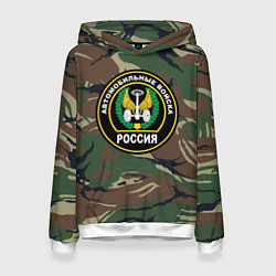 Толстовка-худи женская Автомобильные войска камуфляж, цвет: 3D-белый