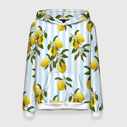 Толстовка-худи женская Лимоны, цвет: 3D-белый