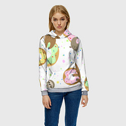 Толстовка-худи женская Милый Ленивец, цвет: 3D-меланж — фото 2