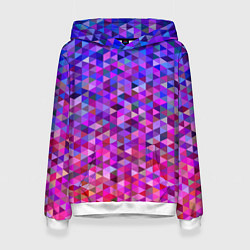 Толстовка-худи женская Треугольники мозаика пиксели, цвет: 3D-белый