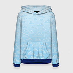 Толстовка-худи женская Очень светлые голубые облака, цвет: 3D-синий