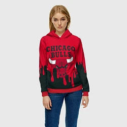 Толстовка-худи женская Chicago Bulls, цвет: 3D-красный — фото 2