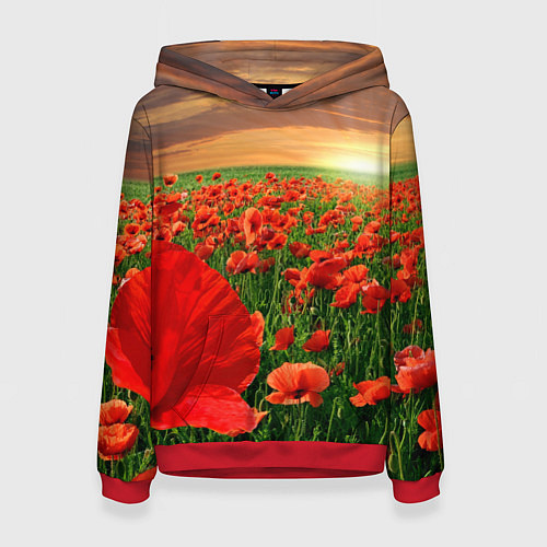 Женская толстовка Красный мак на закате / 3D-Красный – фото 1